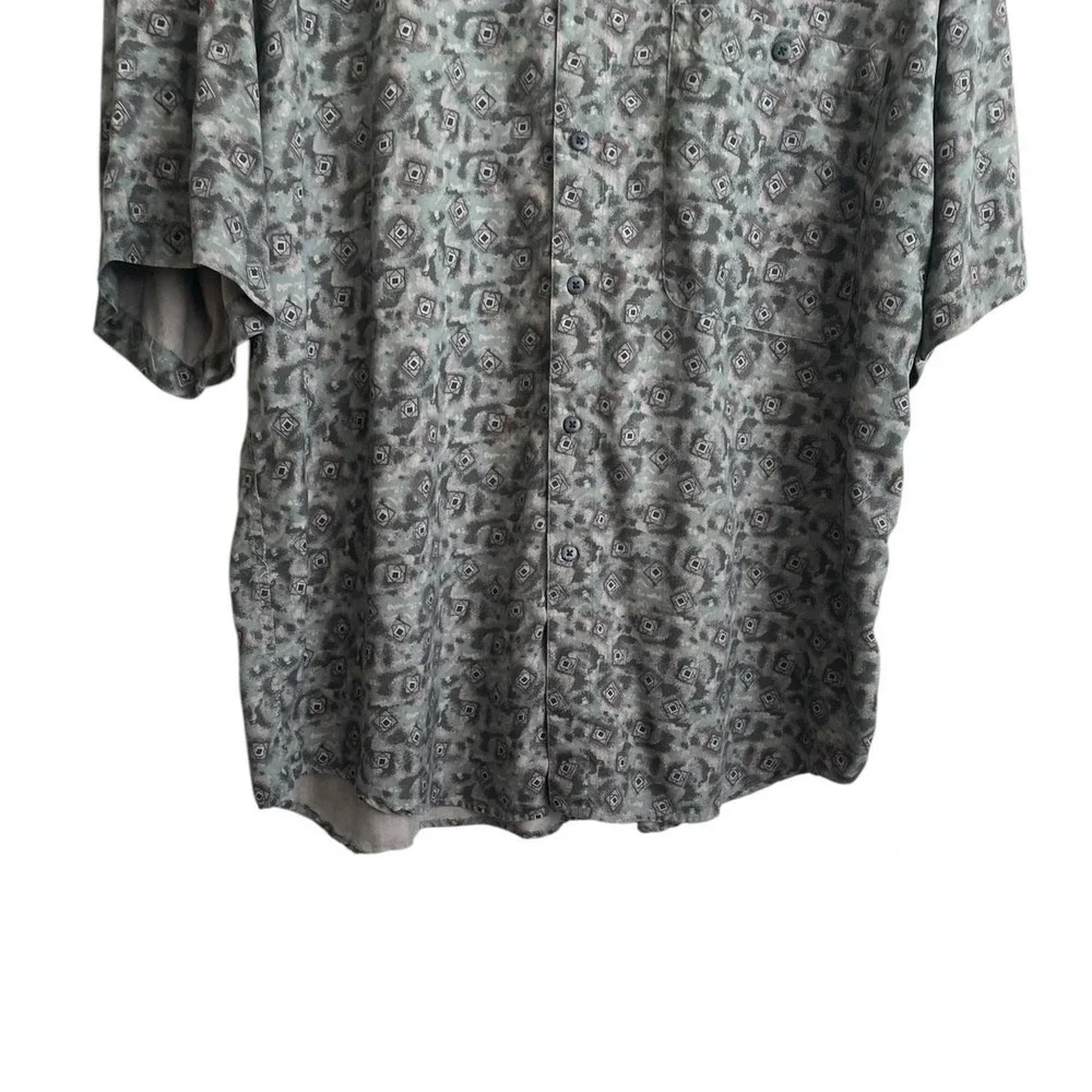 VTG Rinnovato Mens Button Up Shirt L‎ Gray Abstract Geometric 90s Retro Resort