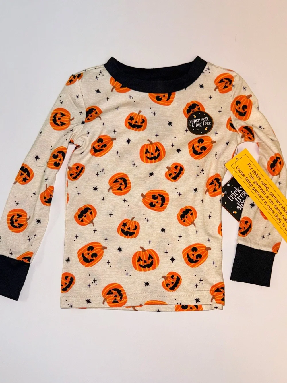 Halloween Pumpkin Kids Pajama Set with Socks - Orange