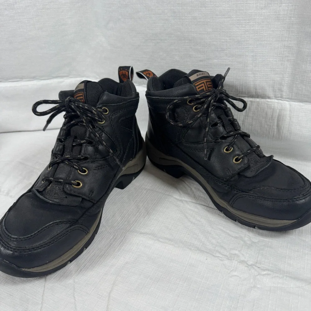 Ariat Mens ATS 10004126 Black Leather Lace Up Hiker Work Boots Size 7B