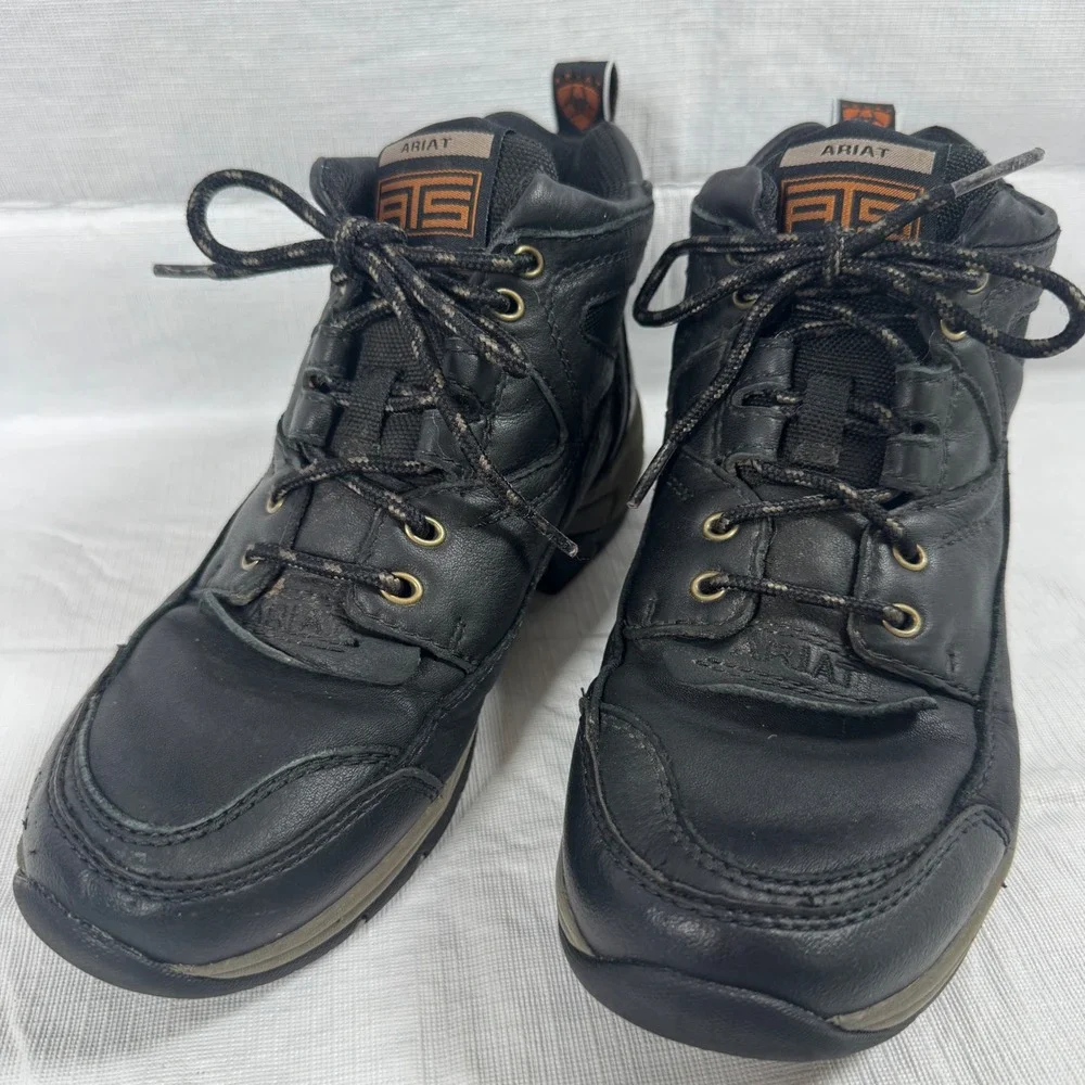 Ariat Mens ATS 10004126 Black Leather Lace Up Hiker Work Boots Size 7B