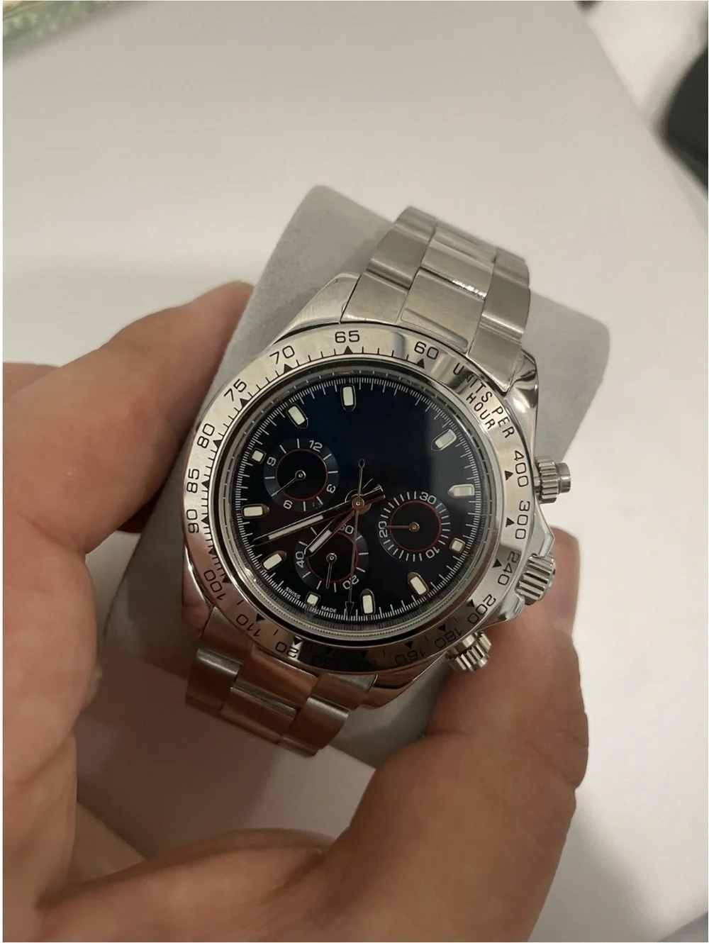 Stainless Steel Chronograph Watch with Black Dial stock 286