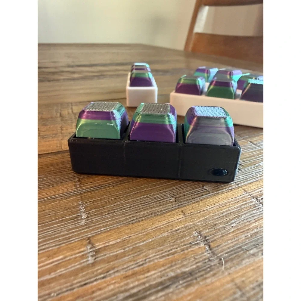LOT Custom 3D Printed Artisan Keycaps Iridescent Purple Green Macro Pad 3-Key
