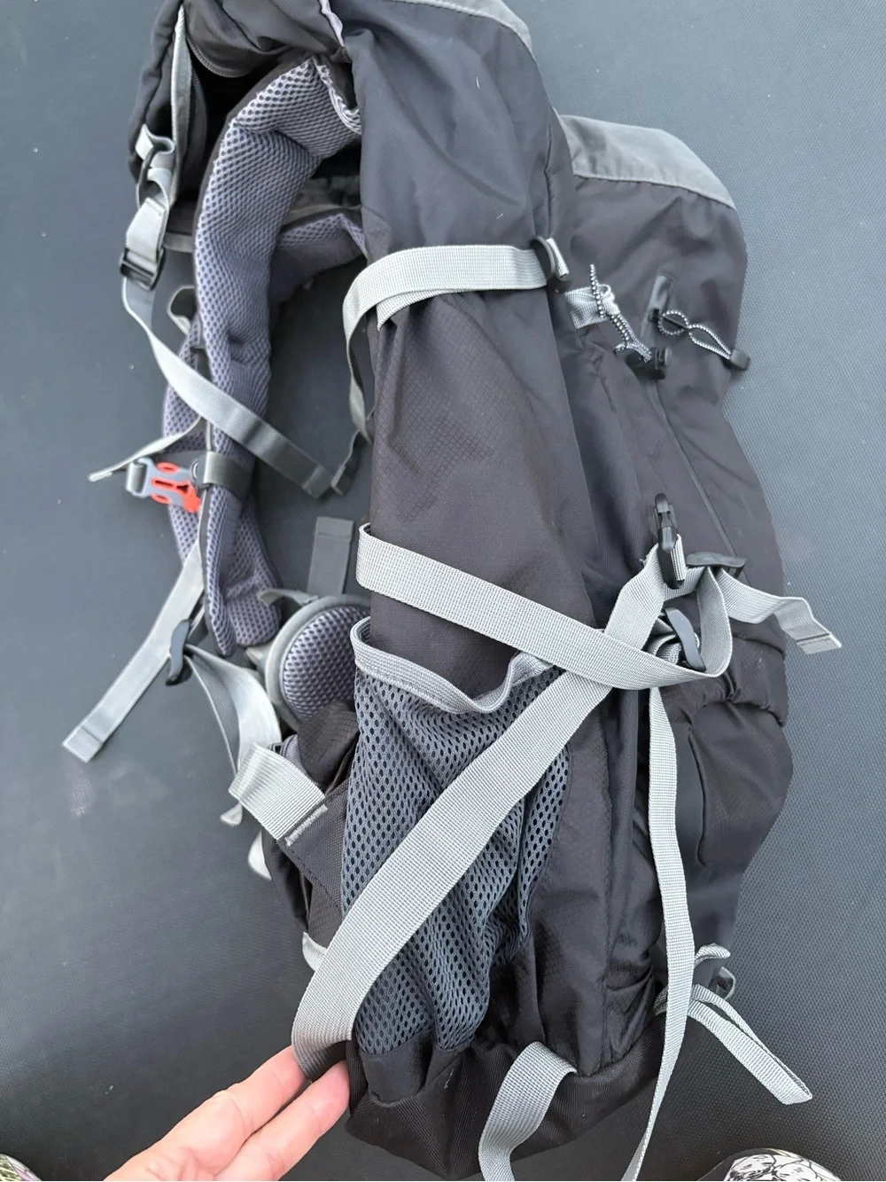 Men’s Black and Gray Outdoor Backpack with Breathable Back and Chest Strap