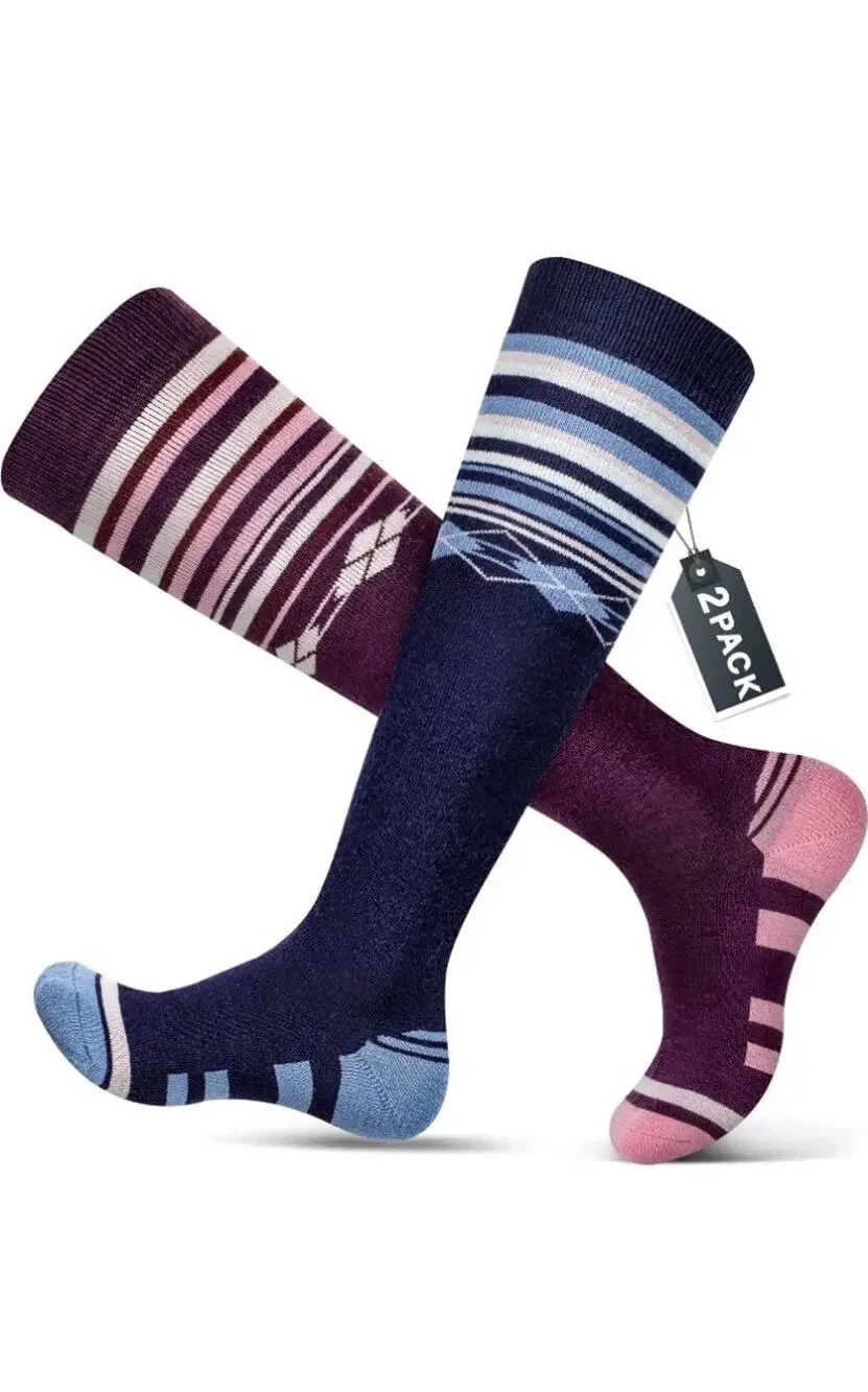 Ski Socks 50% Merino Wool Thermal Knee High Winter Snowboard Sport Socks Men ...