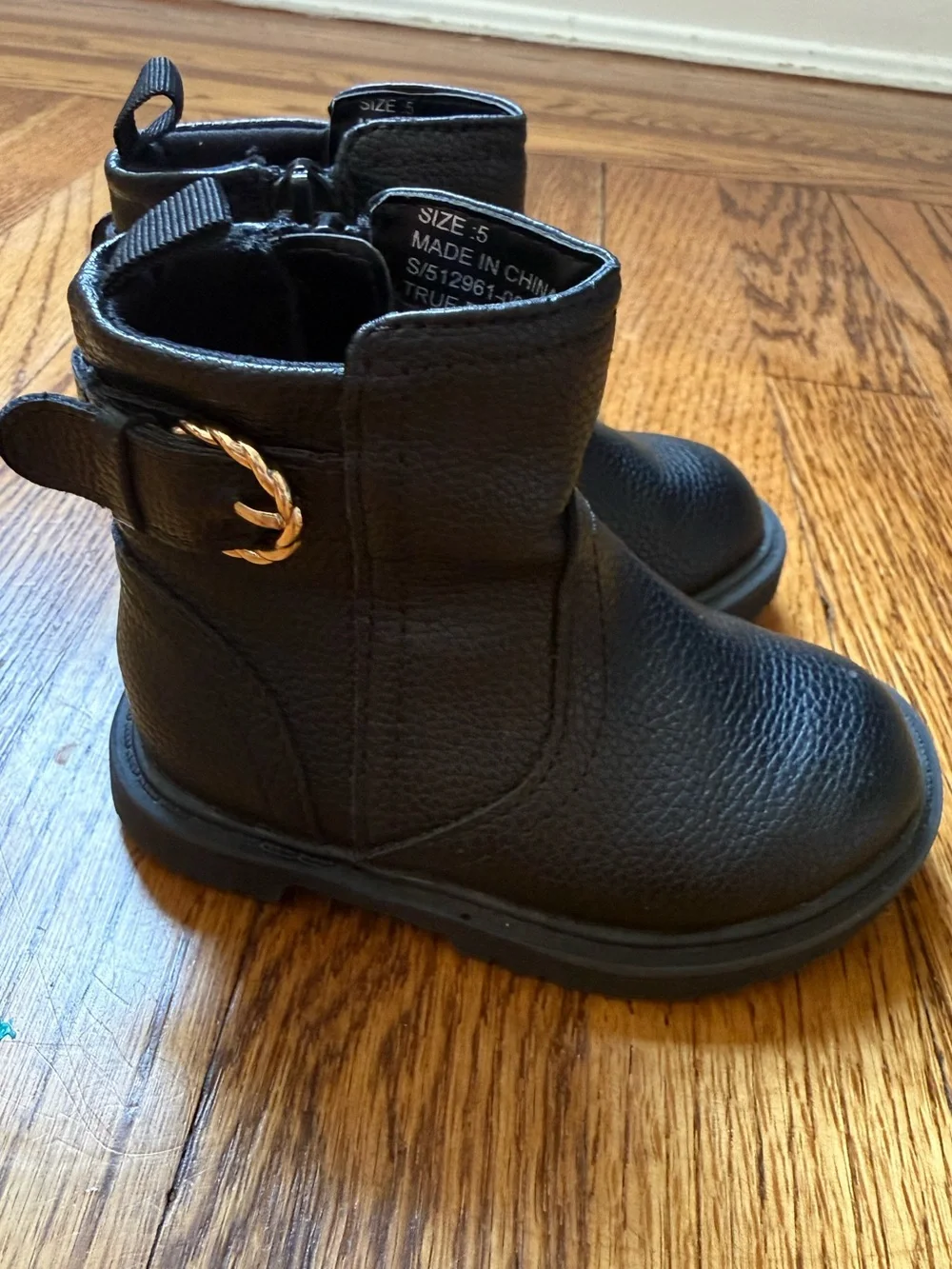 Baby Gap Girls Black Moto Biker Boots Side Zip Size 5 Toddler