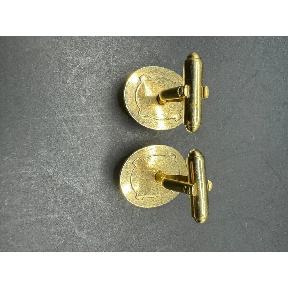 Vintage Gold Tone Carved Tiger's Eye Roman Soldier Warrior Cameo Cufflinks