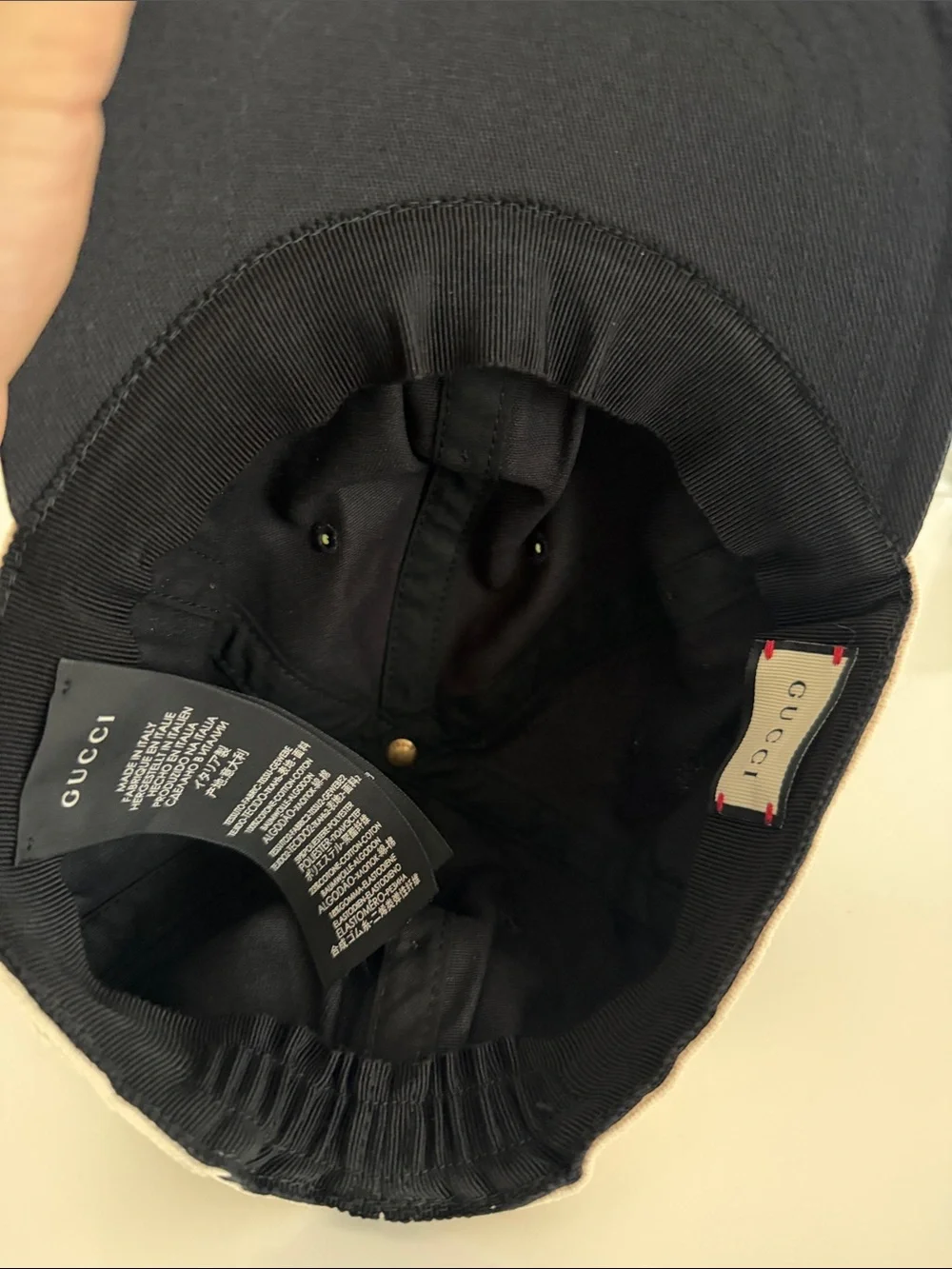 Gucci Black Baseball Cap with Cream Terryband
