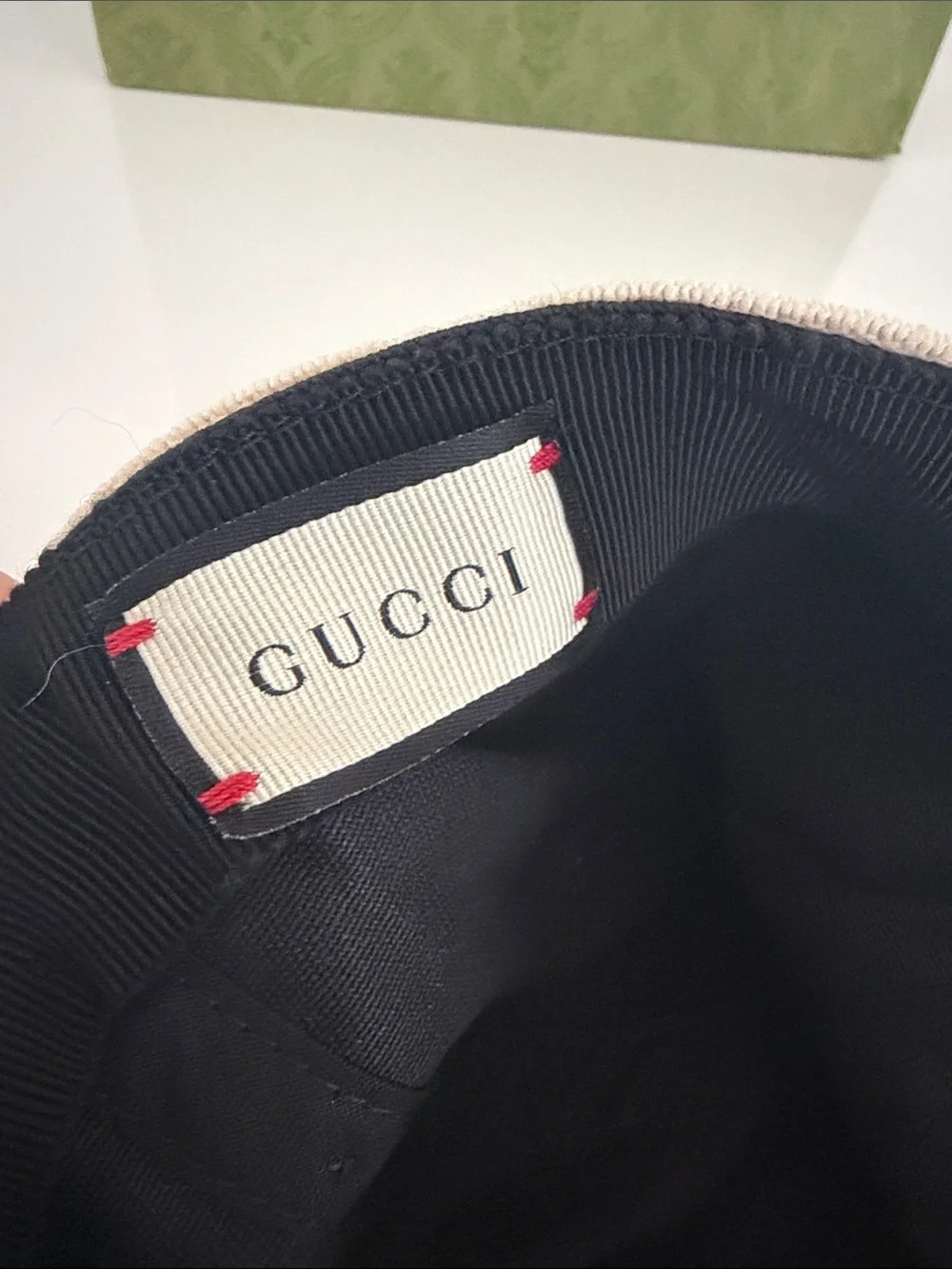 Gucci Black Baseball Cap with Cream Terryband