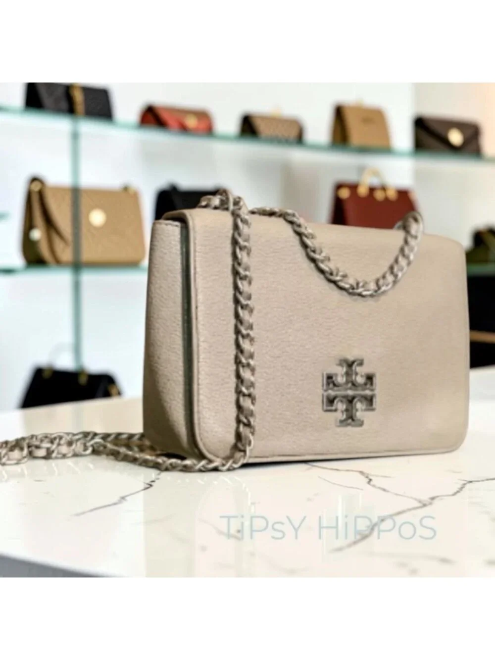 Tory Burch Grey and Silver Britten Shoulder Bag / Crossbody 998066