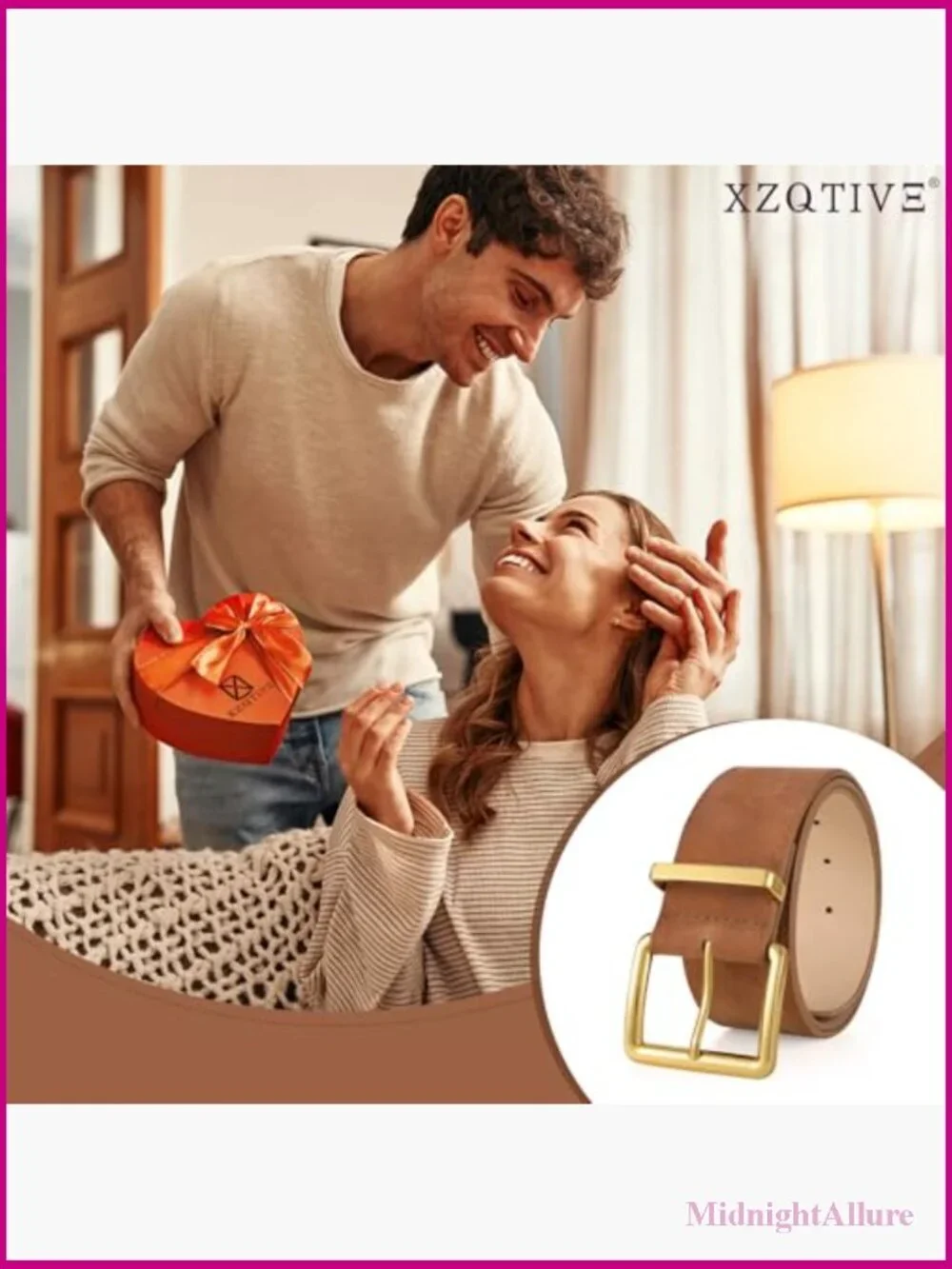 Wide Chunky Suede Belt with Gold Square Buckle - Fully Adjustable