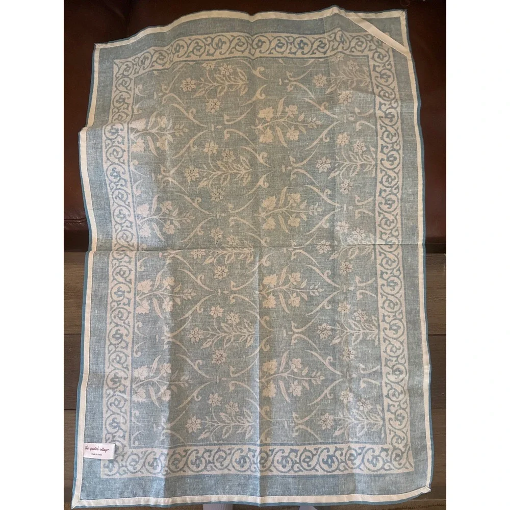 The Painted Cottage Blue White Floral Cotton Tea Towels Set of 2 India 27x19