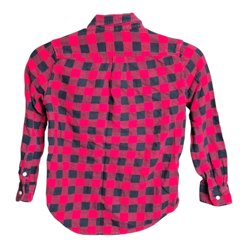 Ralph Lauren Boys 7 Flannel Shirt Red Black Buffalo Plaid Button Down Cotton