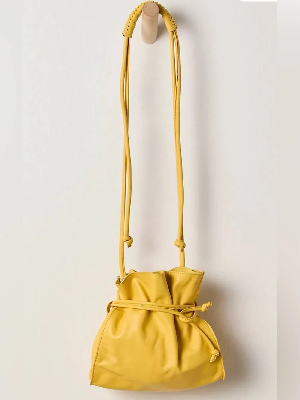 Free People Lucy Leather Pouch Suns Out Yellow Purse Bag