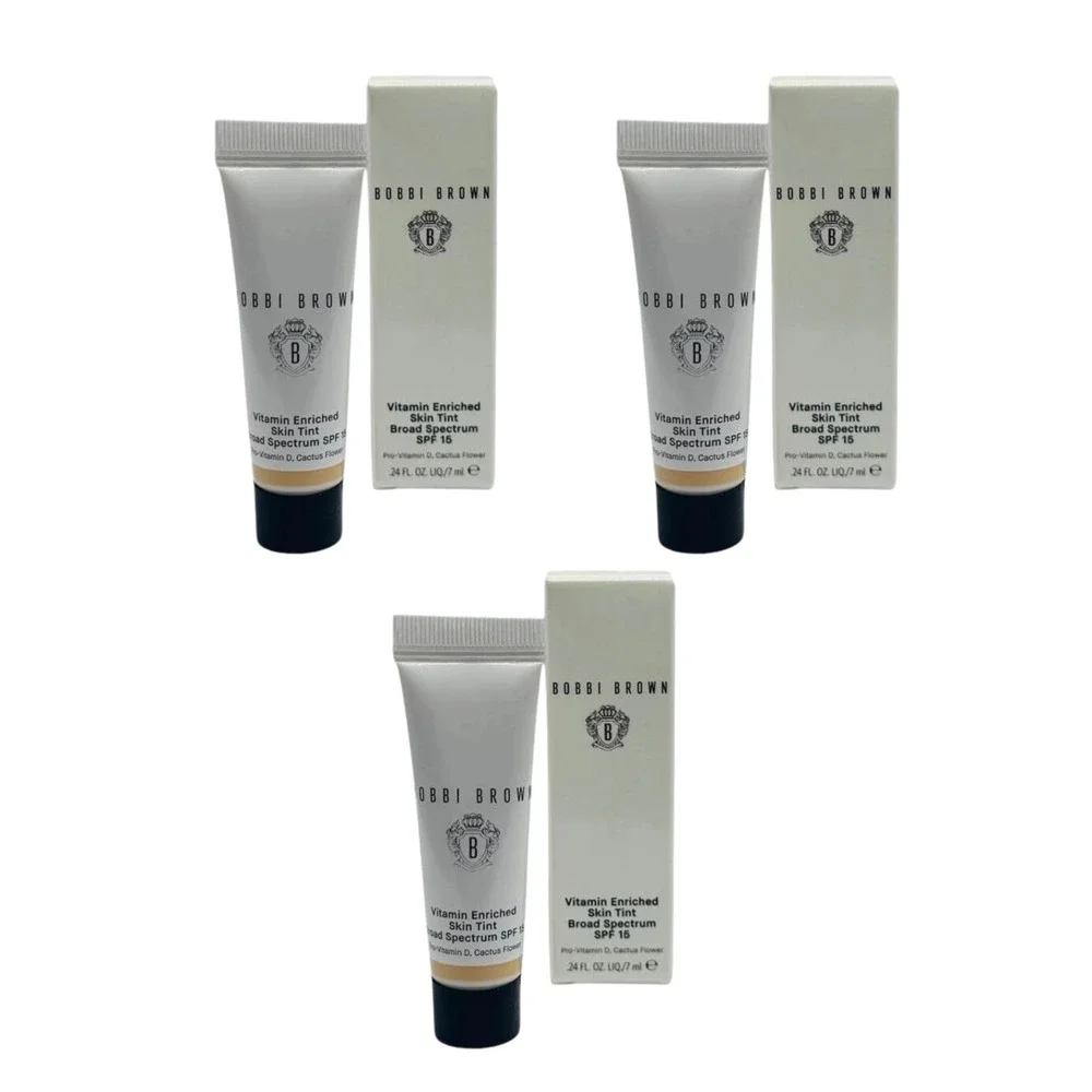 Bobbi Brown Vitamin Enriched Skin Tint Moisturizer SPF15 Light 1 0.24oz Lot of 3