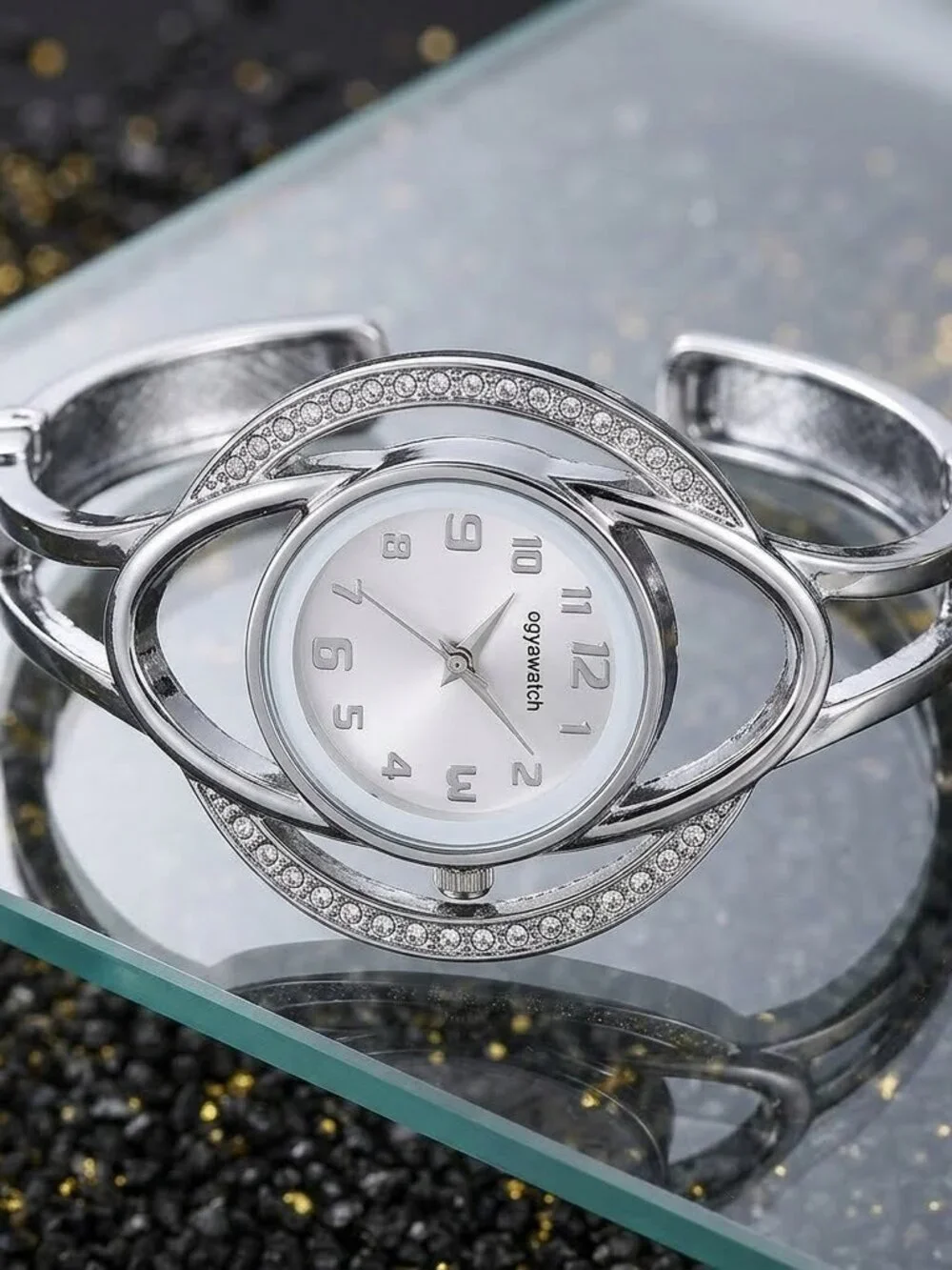 Women's Silver Chunky Cuff Bracelet Watch