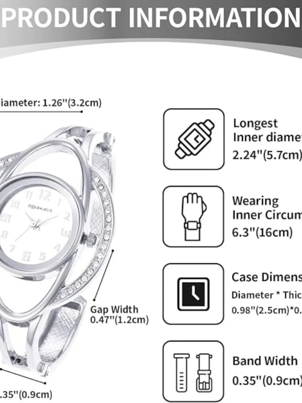 Women's Silver Chunky Cuff Bracelet Watch