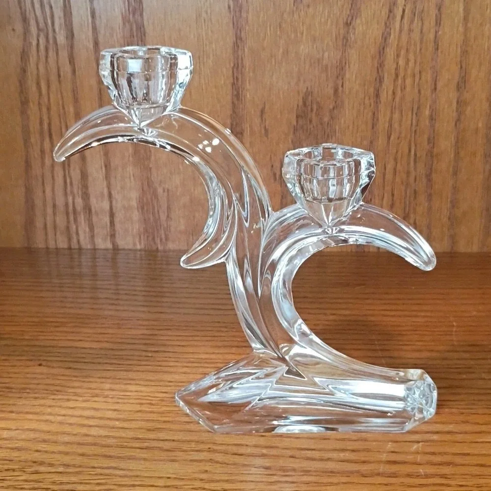 Vintage Double Cresent Candle Holder by Dalzell Viking Glass Company