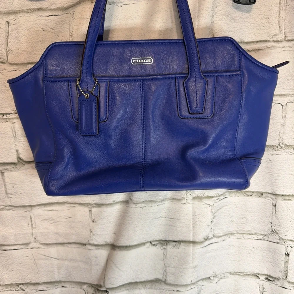 COACH Royal Blue Leather Satchel‎ Crossbody Bag Silver Hardware EUC Rare