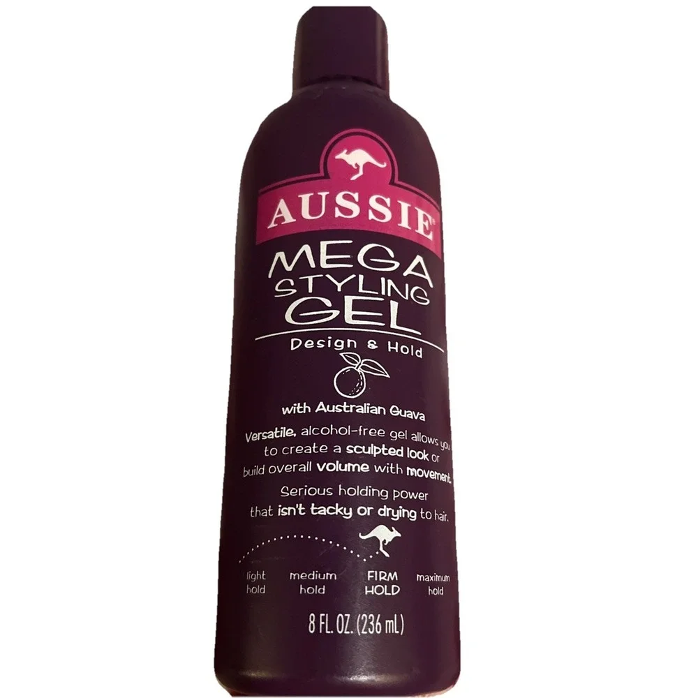 Aussie Mega Styling Gel Design Firm Hold 8 Fl‎ Oz. Alcohol Free Australian Guava