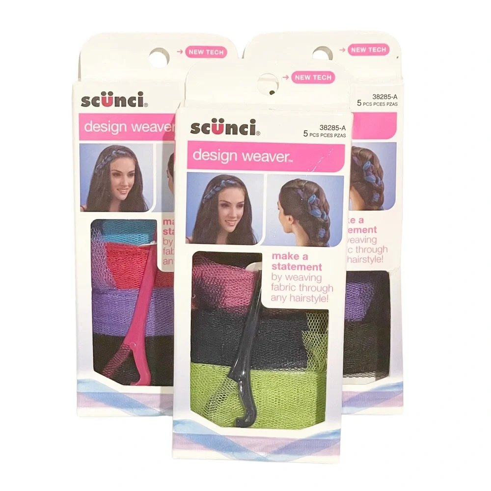 Scunci Design Weaver & Scarves-Color Weaving Fabric Through Hair Lot of 3 NEW‎