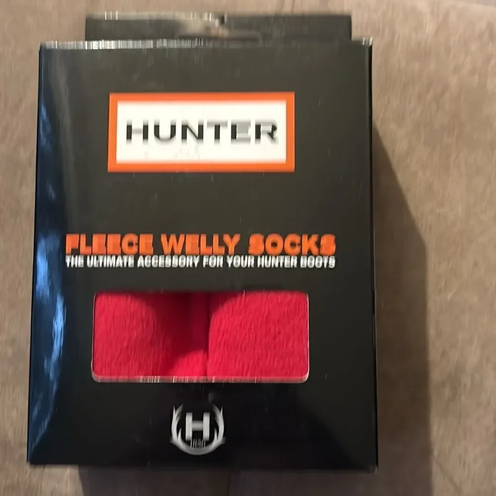 Hunter Kids Original Fleece Welly Boot Socks Red Size S/M US size 1-3 New