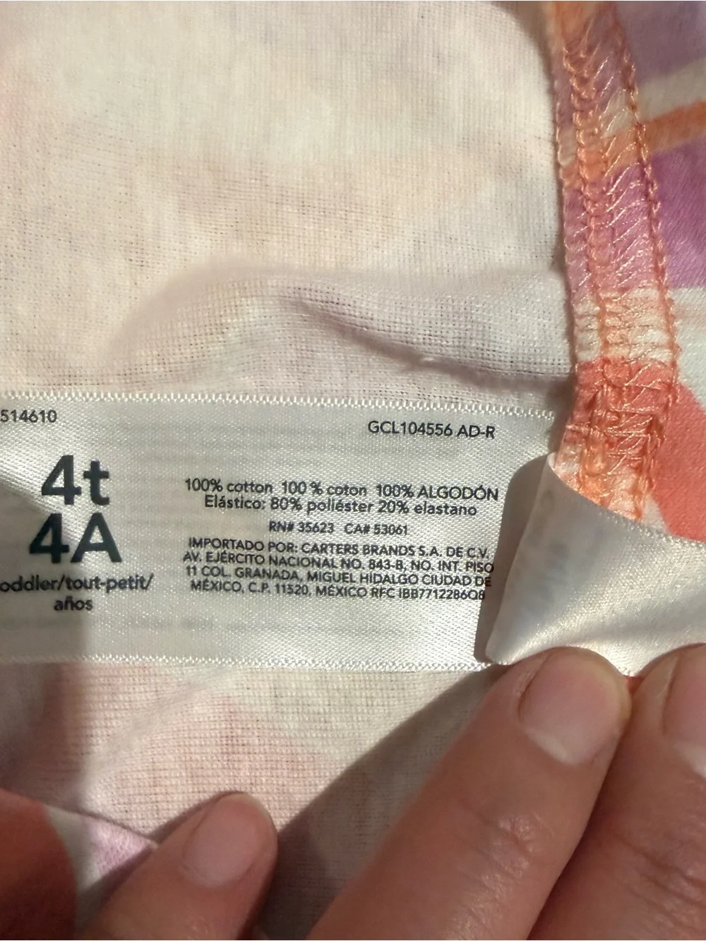 Carter’s Toddler Girls 4T 2pc‎ Pajama Set Peach Purple Swirl NWT