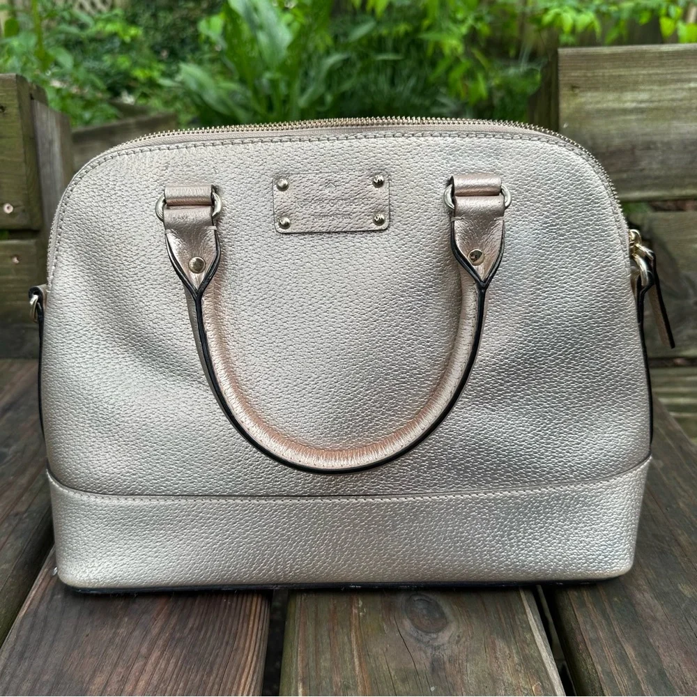 Kate Spade Wellesley Rachelle Satchel Rose‎ Gold Pebbled Leather Purse Handbag