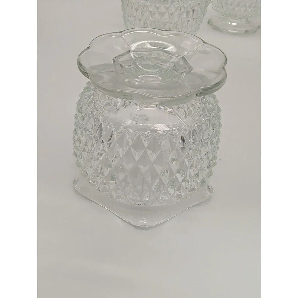 Indiana Glass Diamond Point Small Pedestal Bowl Mayonnaise Bowls Or Dessert Cups