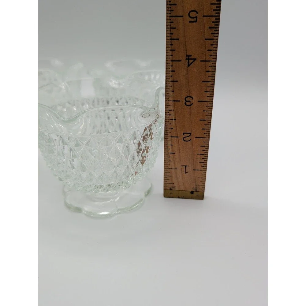 Indiana Glass Diamond Point Small Pedestal Bowl Mayonnaise Bowls Or Dessert Cups