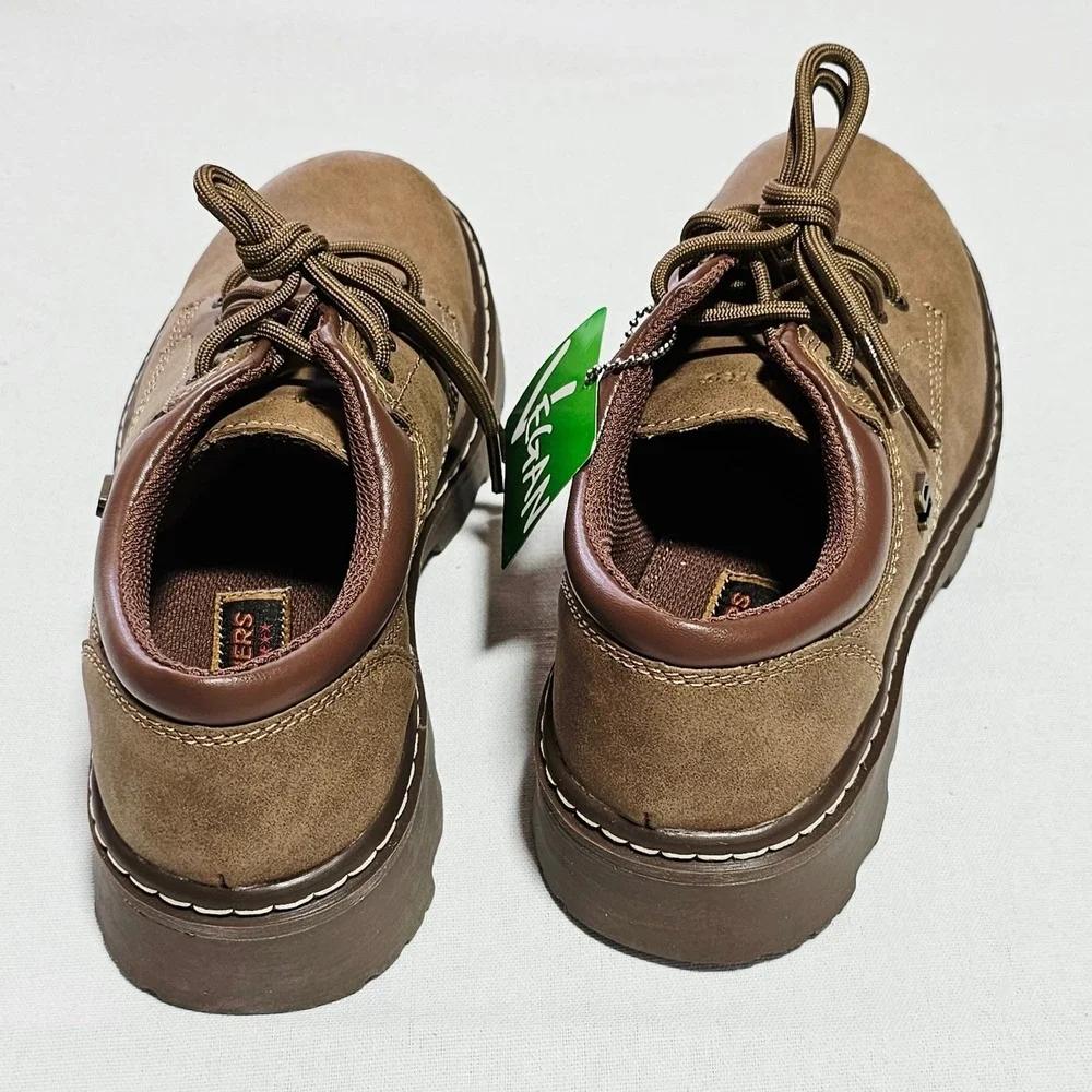 Skechers Oxford Shoes Men's US 7.5 Brown‎ Vegan Lace Up Casual Comfort Lug