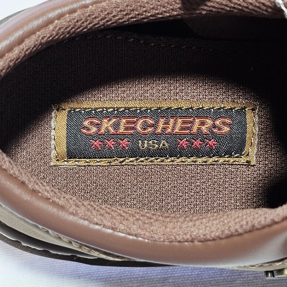 Skechers Oxford Shoes Men's US 7.5 Brown‎ Vegan Lace Up Casual Comfort Lug