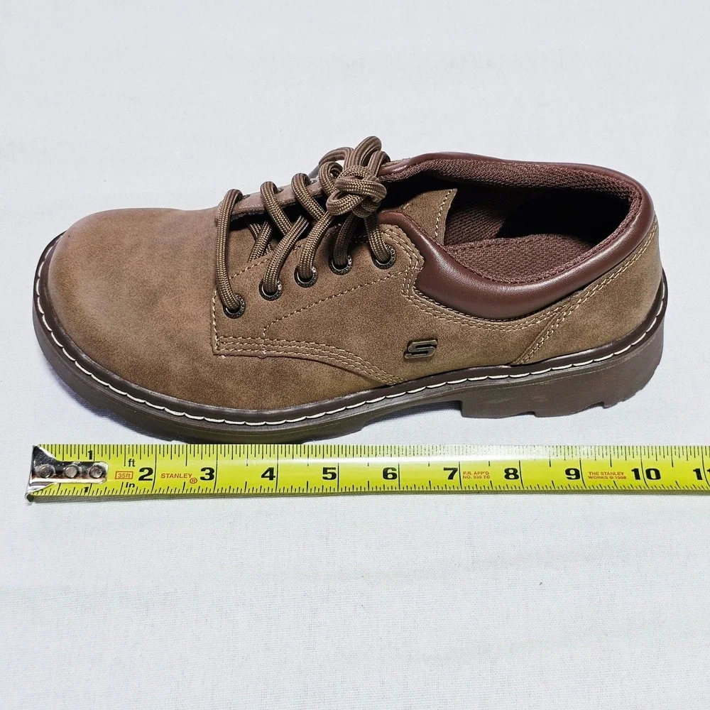 Skechers Oxford Shoes Men's US 7.5 Brown‎ Vegan Lace Up Casual Comfort Lug