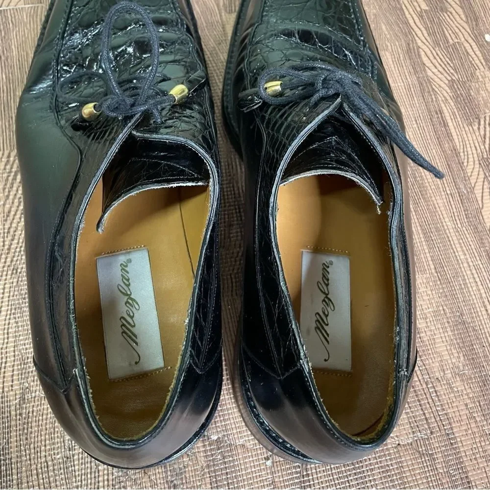 Mezlan Genuine Black Crocodile‎ Oxfords Men’s Size 10.5M