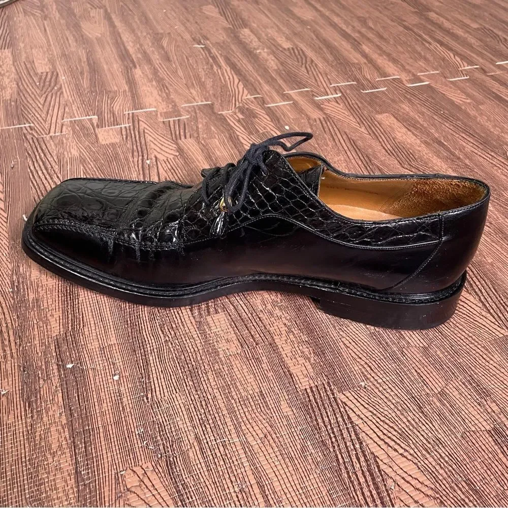 Mezlan Genuine Black Crocodile‎ Oxfords Men’s Size 10.5M