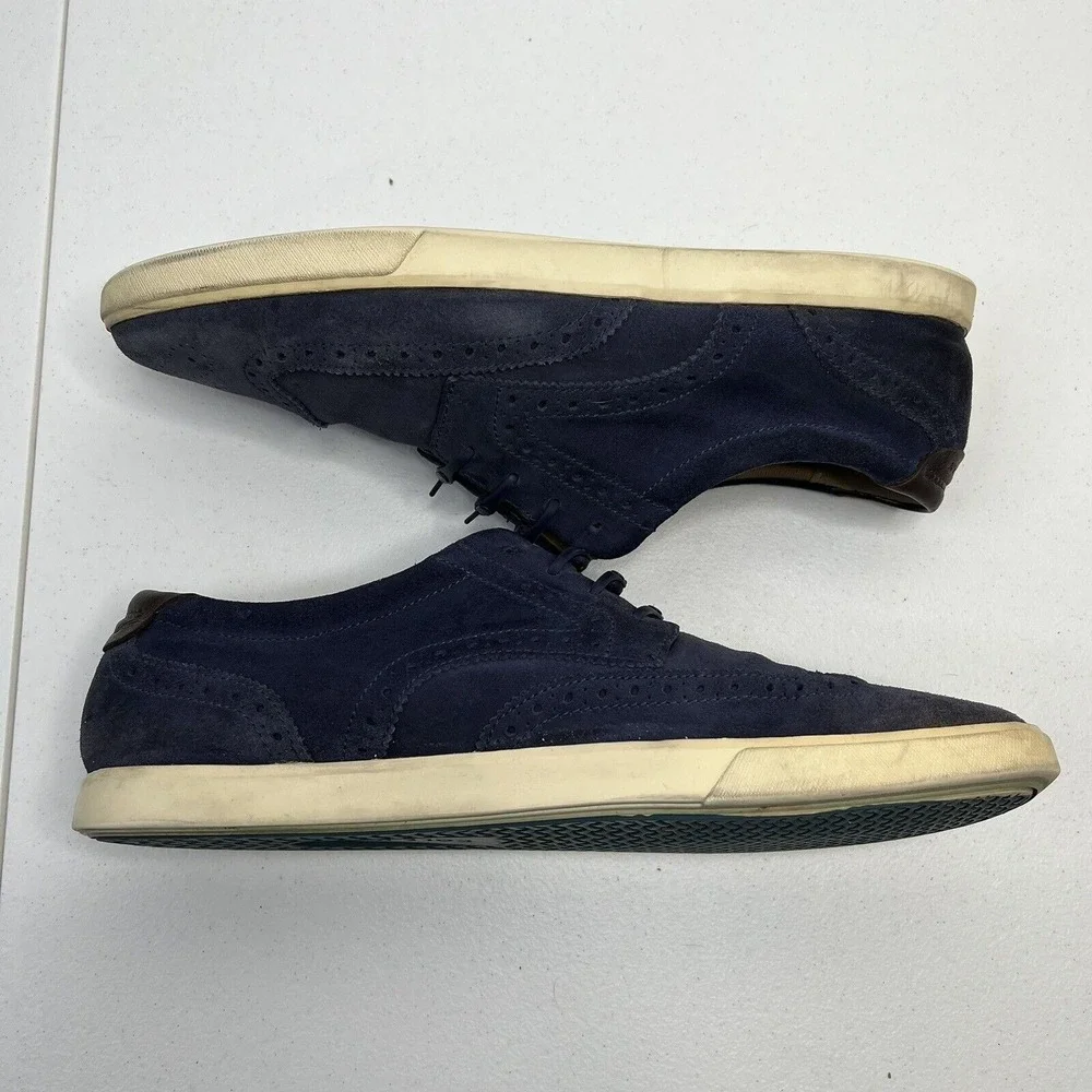 Cole Haan 11 M Navy Blue Suede Joshua Wingtip Oxford Sneaker Brogue Casual Shoes