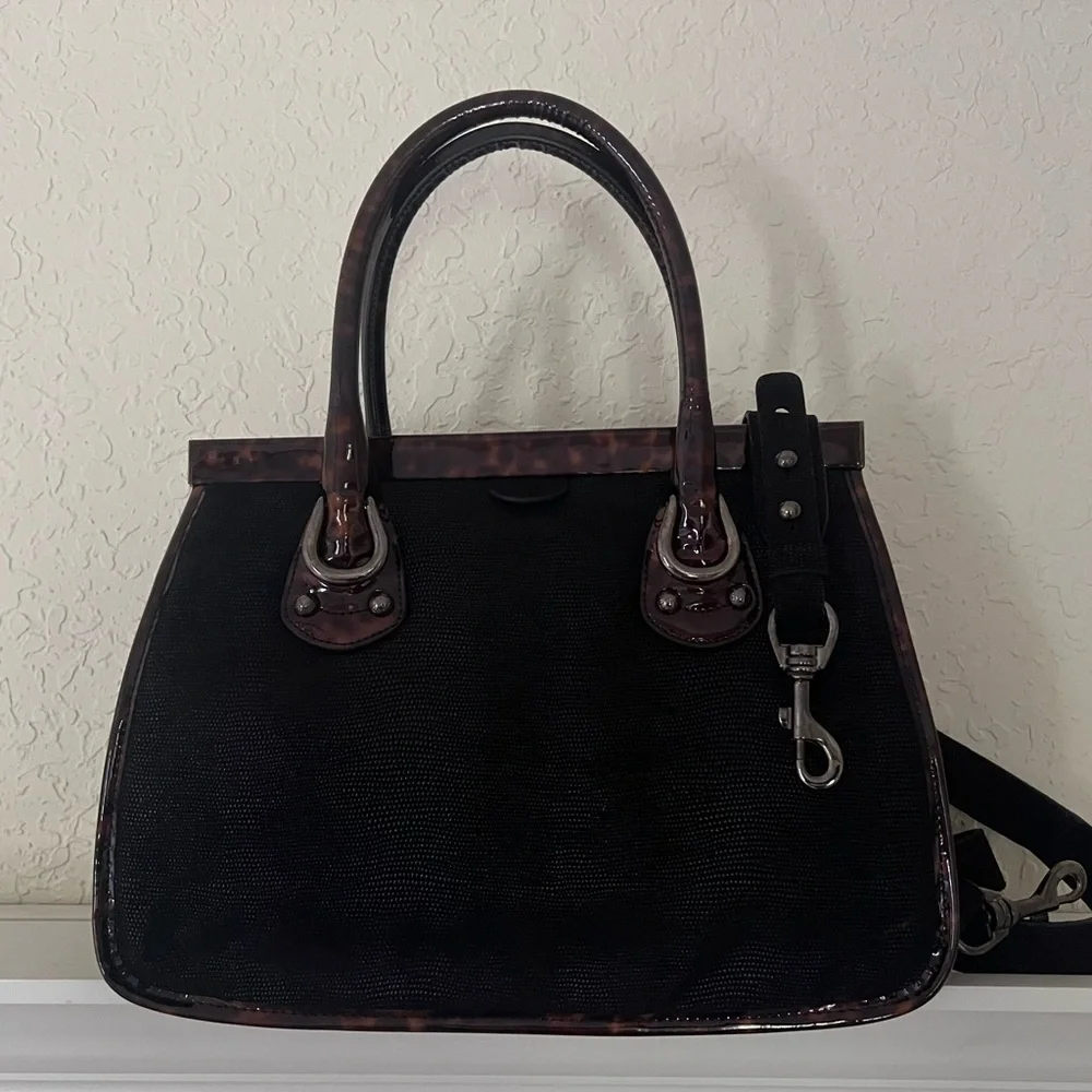 🩷Vintage Raffia Black Stuart weitzman top handle tote bag 💚