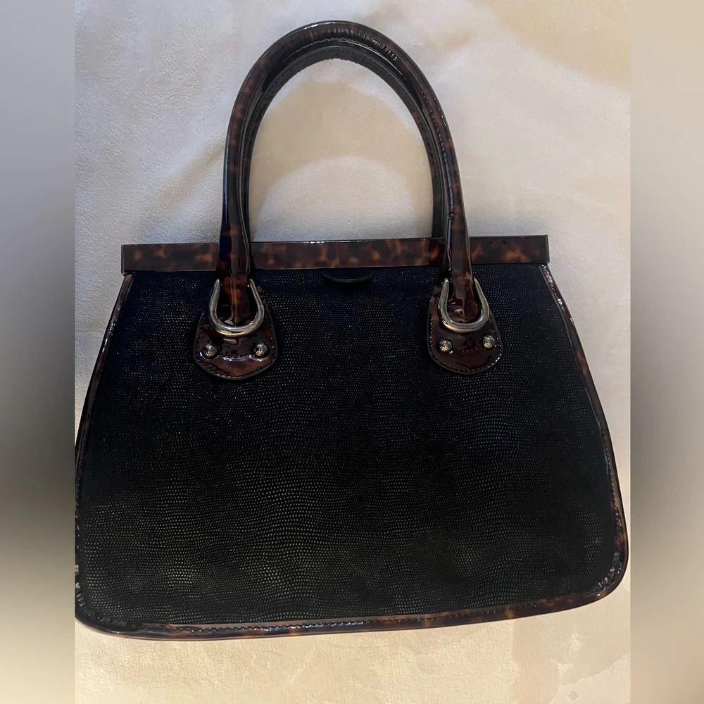 🩷Vintage Raffia Black Stuart weitzman top handle tote bag 💚
