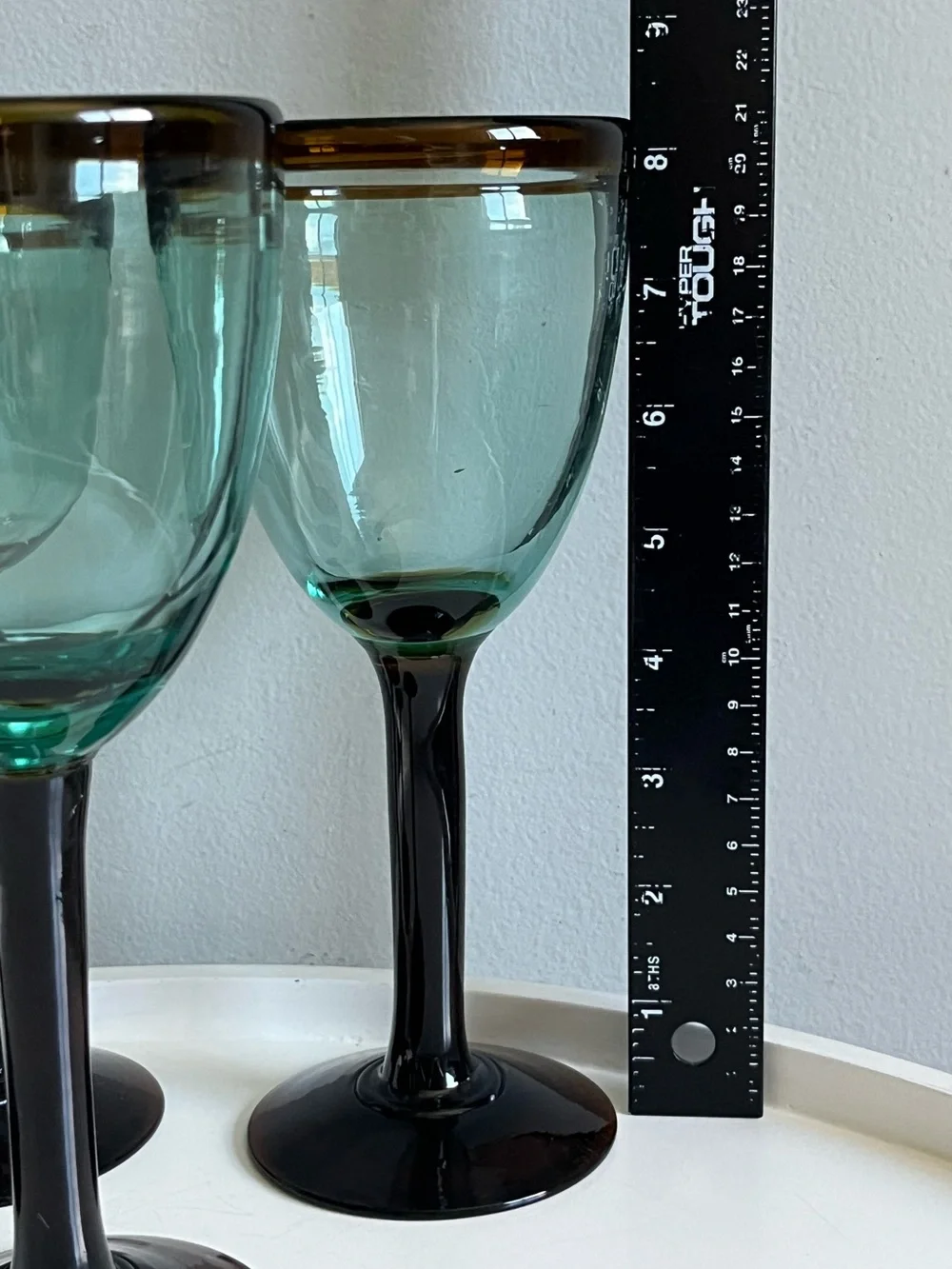 Set of 4 KALALOU Amber Rim Wine Glass Hand Blown in Colombia