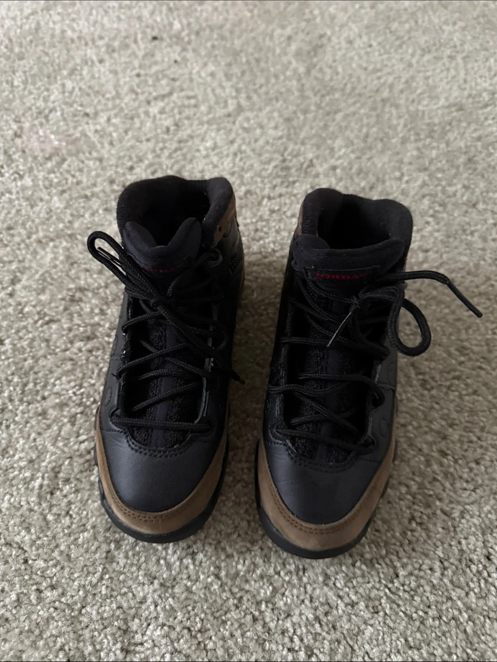 Jordan Kids Black and Brown High-Top Boots