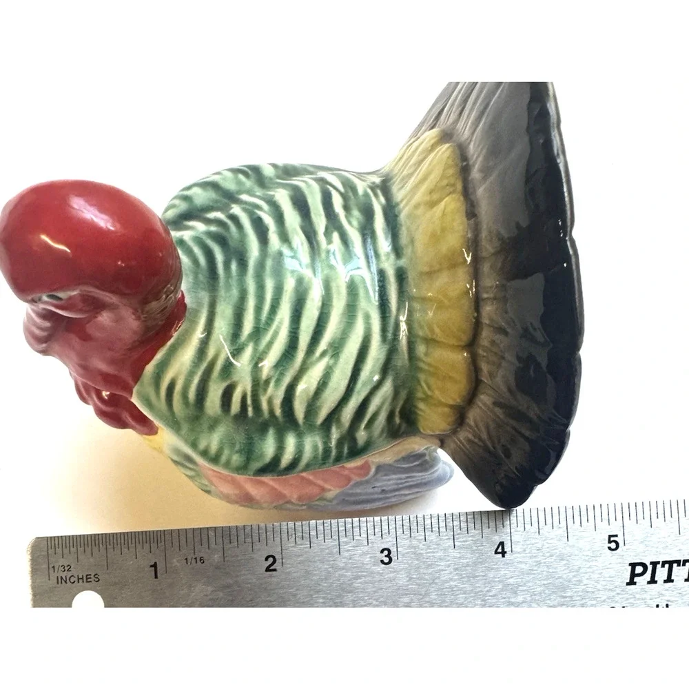 Vintage Hand Painted Ceramic Turkey Gobbler Sugar Bowl, Storage, Matches-Lidded