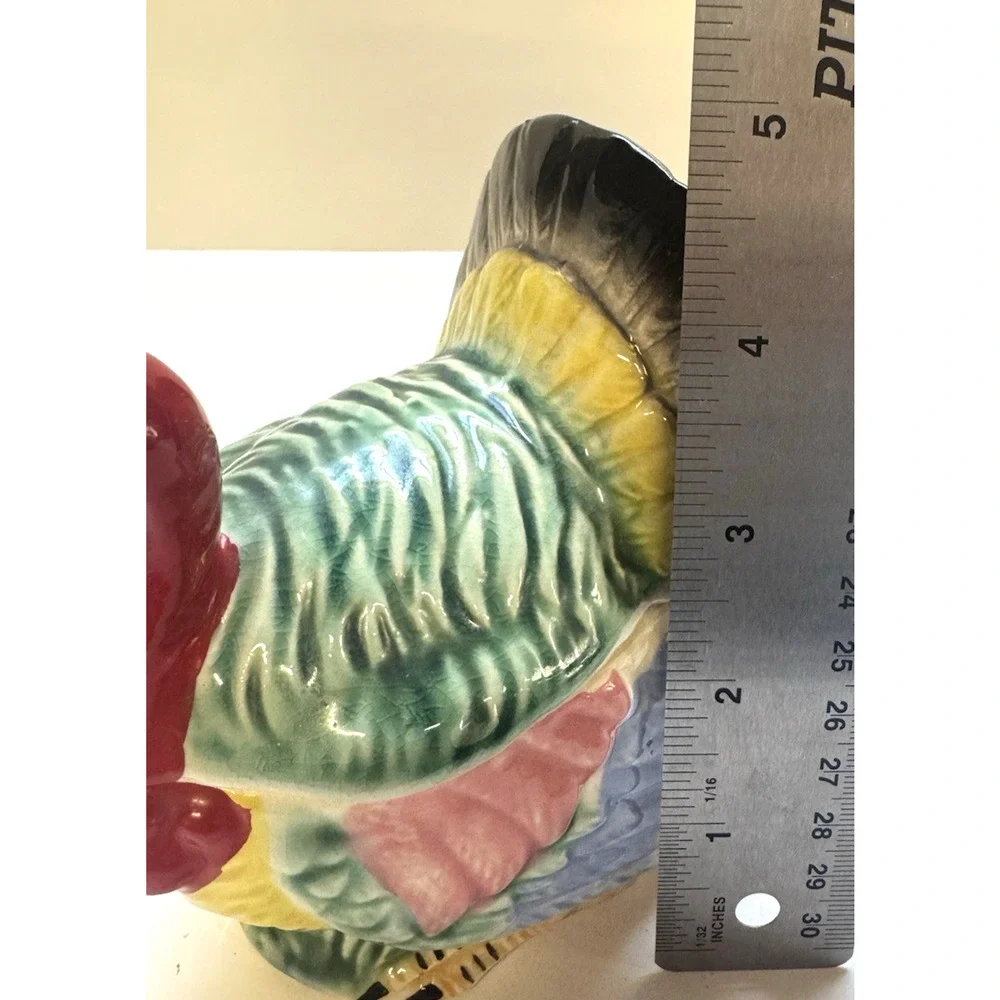 Vintage Hand Painted Ceramic Turkey Gobbler Sugar Bowl, Storage, Matches-Lidded