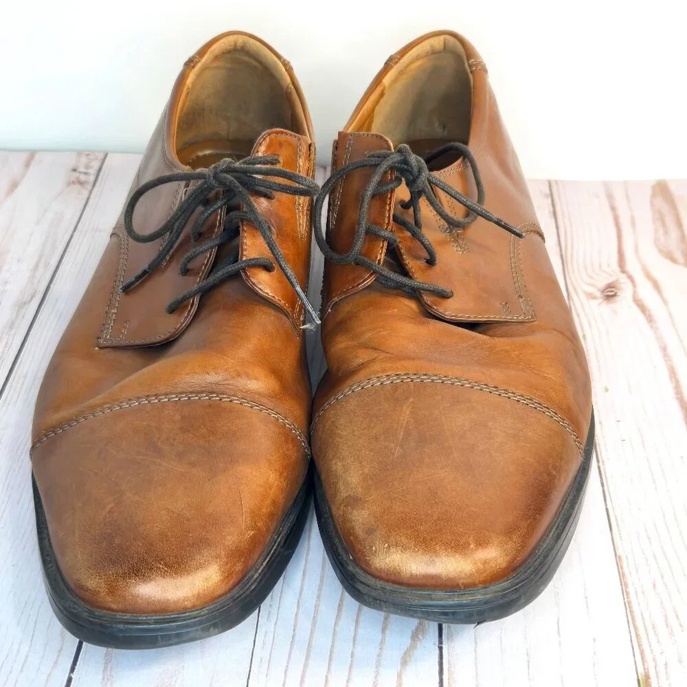 Clarks Brown Leather Cap Toe Oxford Dress Shoes Men’s Size 12