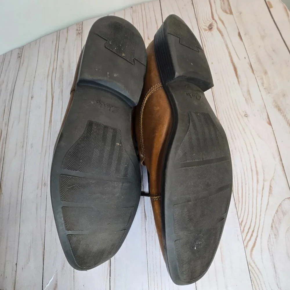 Clarks Brown Leather Cap Toe Oxford Dress Shoes Men’s Size 12