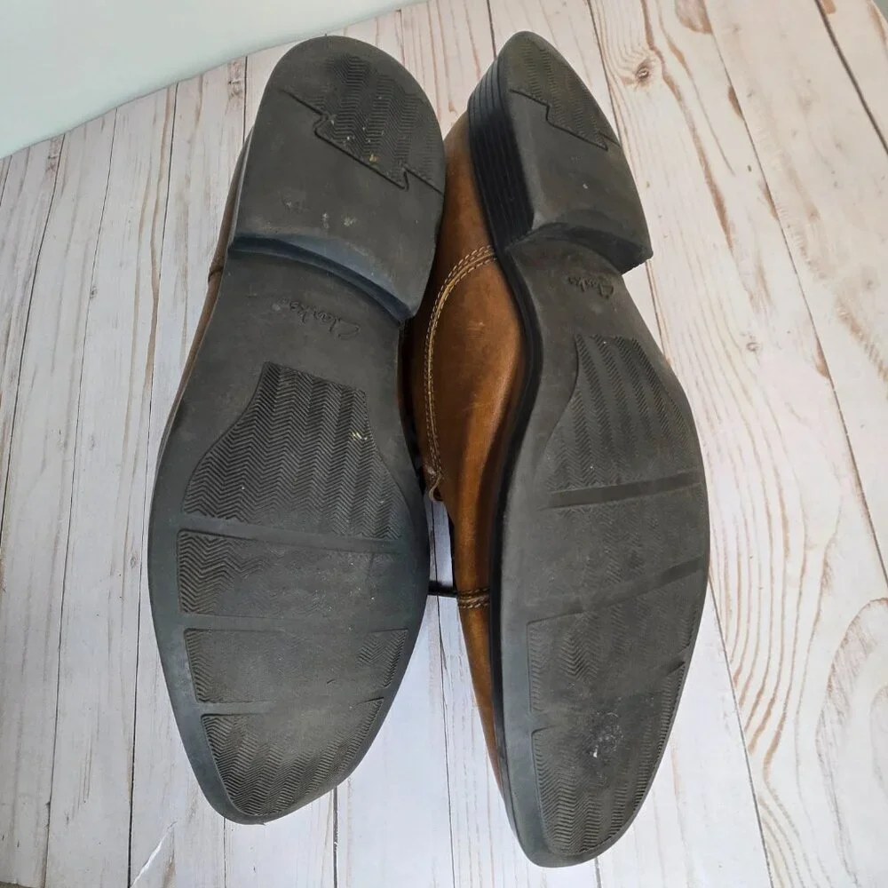 Clarks Brown Leather Cap Toe Oxford Dress Shoes Men’s Size 12