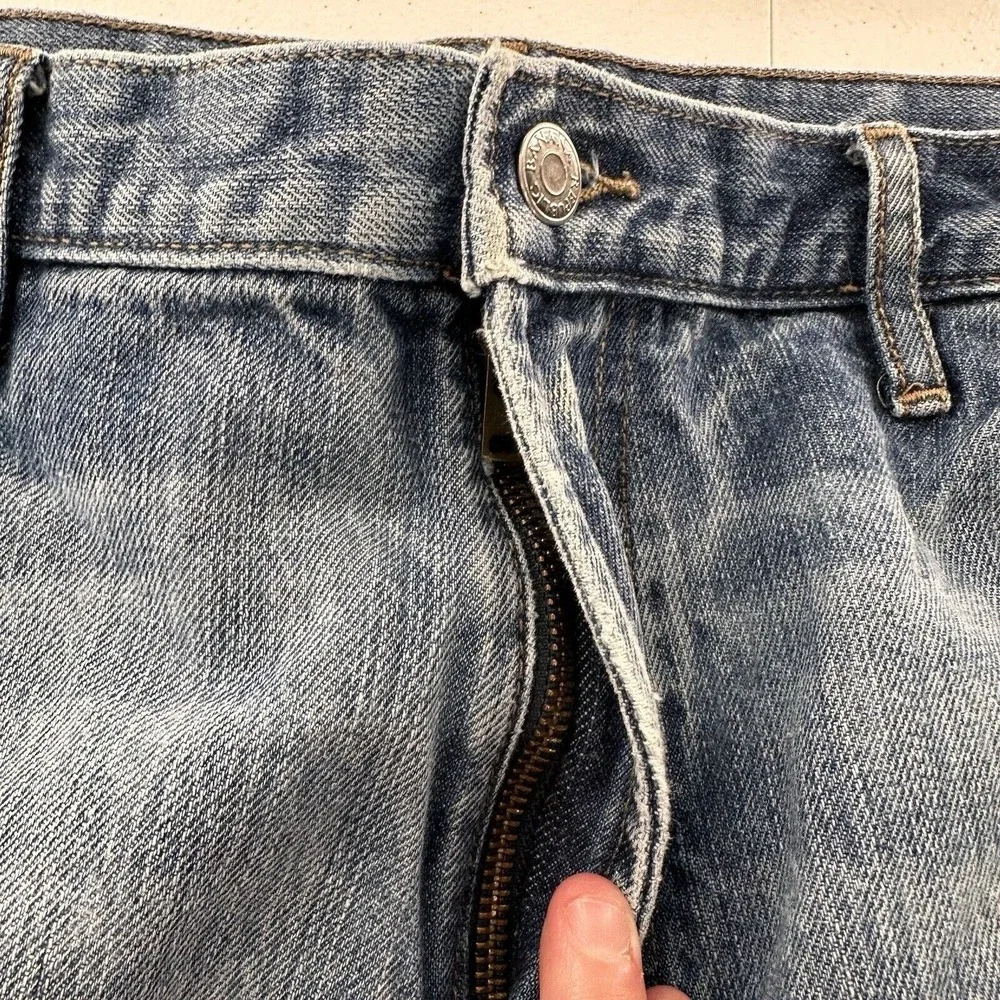 Banana Republic Mens 35x29 Distressed Jeans 100% Cotton Relaxed Fit Bootcut Blue