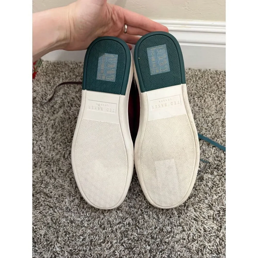 New TED BAKER London $195  Burgundy Felt Colorblock Miykal Hi Top Sneakers US 9,