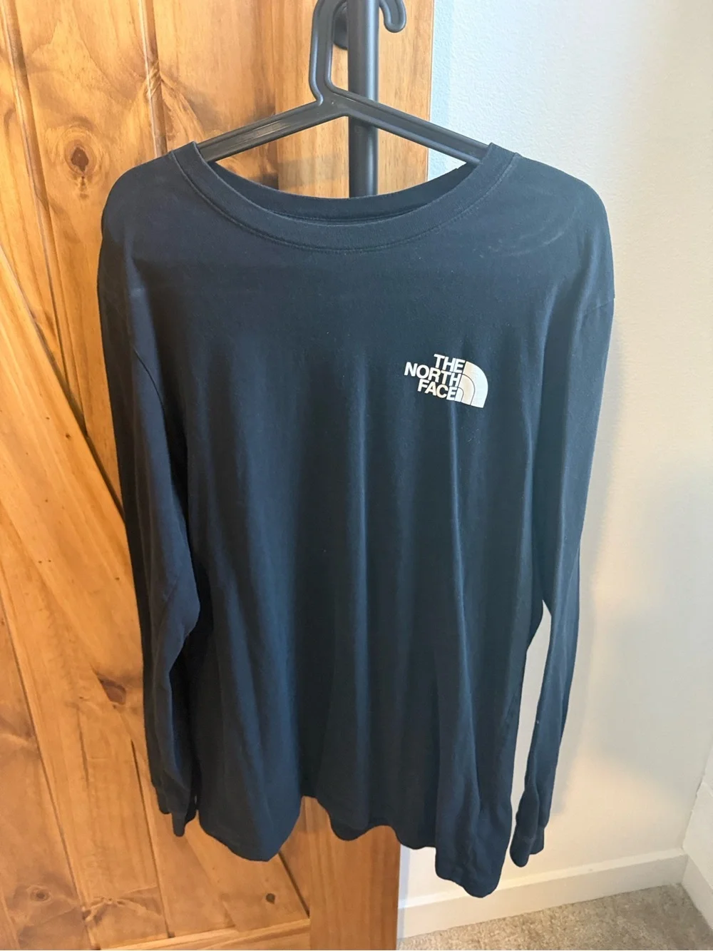 The North Face Black Long-Sleeve Tee with White Logo