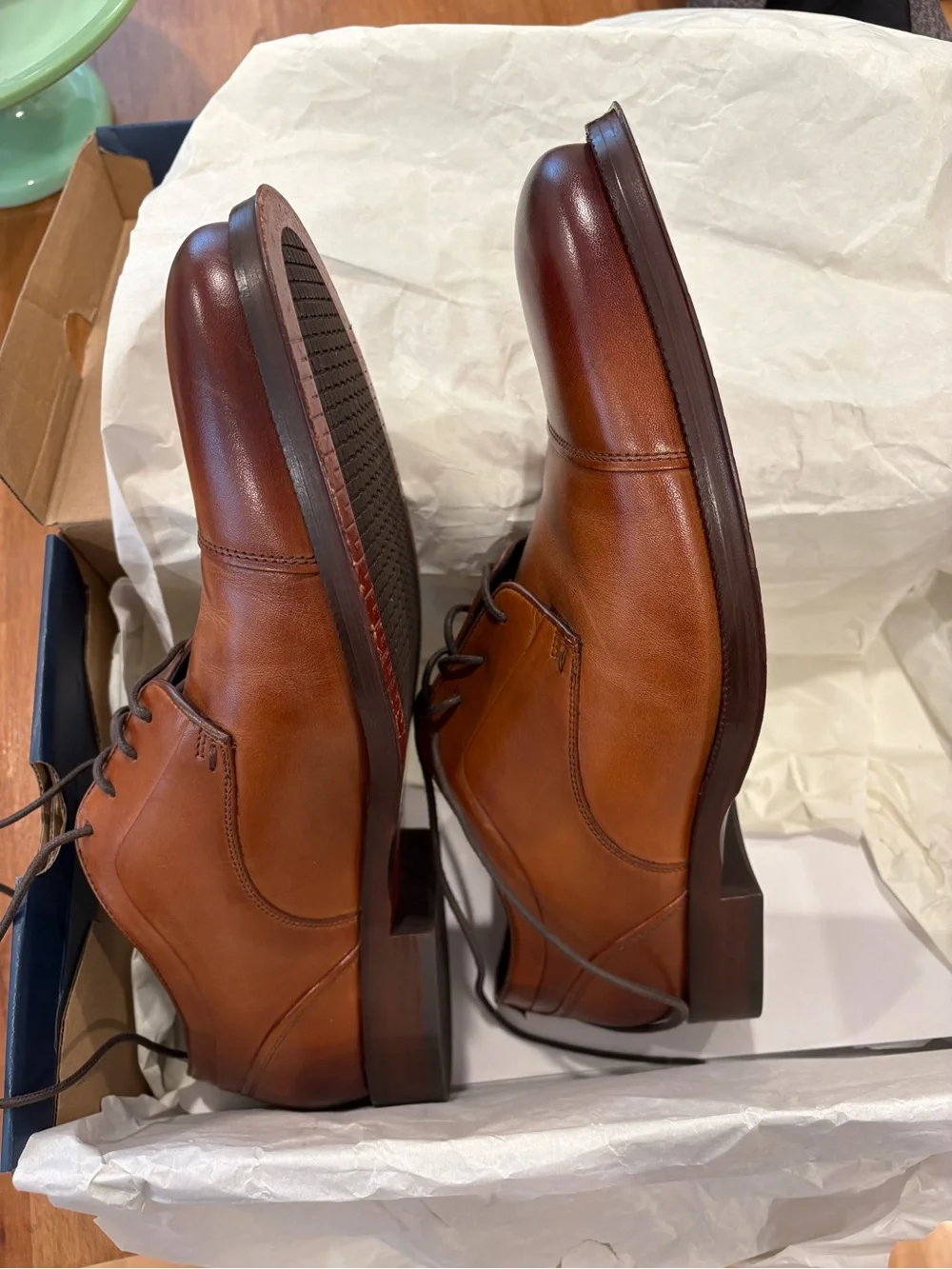 Cole Haan Cognac Brown Cap-Toe Derby Oxford
