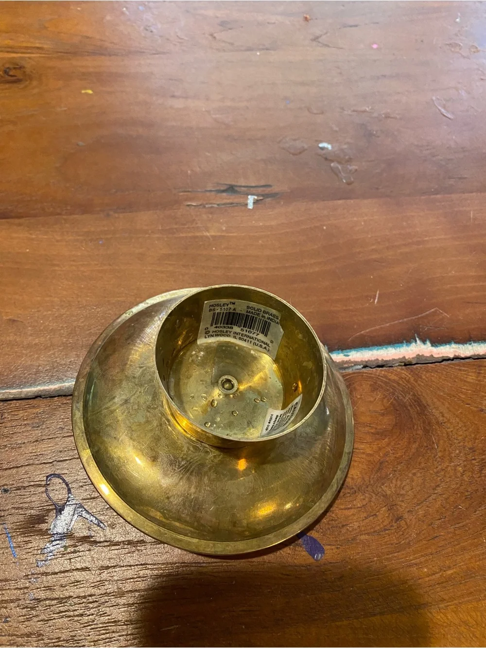 Brass Pillar Candle Holder Plate in Gold Tone
