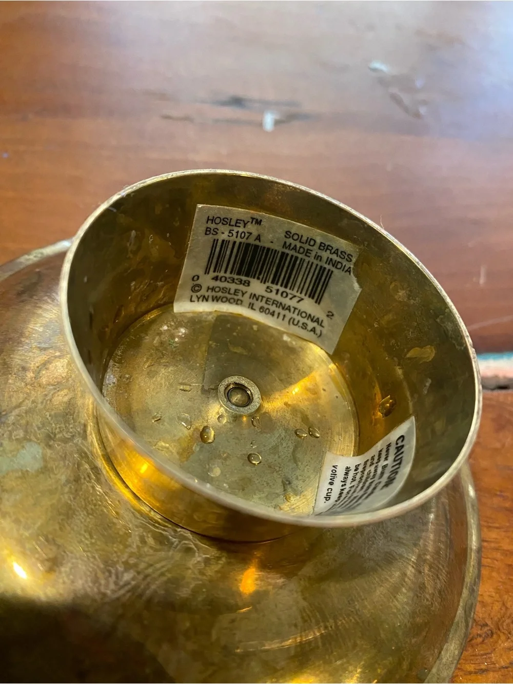 Brass Pillar Candle Holder Plate in Gold Tone